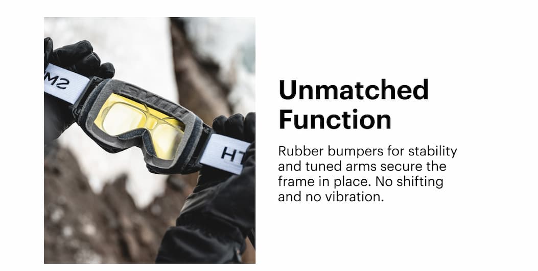 Unmatched Function | Rubber bumpers for stability and tuned arms secure the frame in place. No shifting and no vibration.