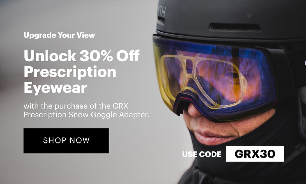Unlock 30% off prescription eyewear when you purchase the GRX prescription goggle adapter.