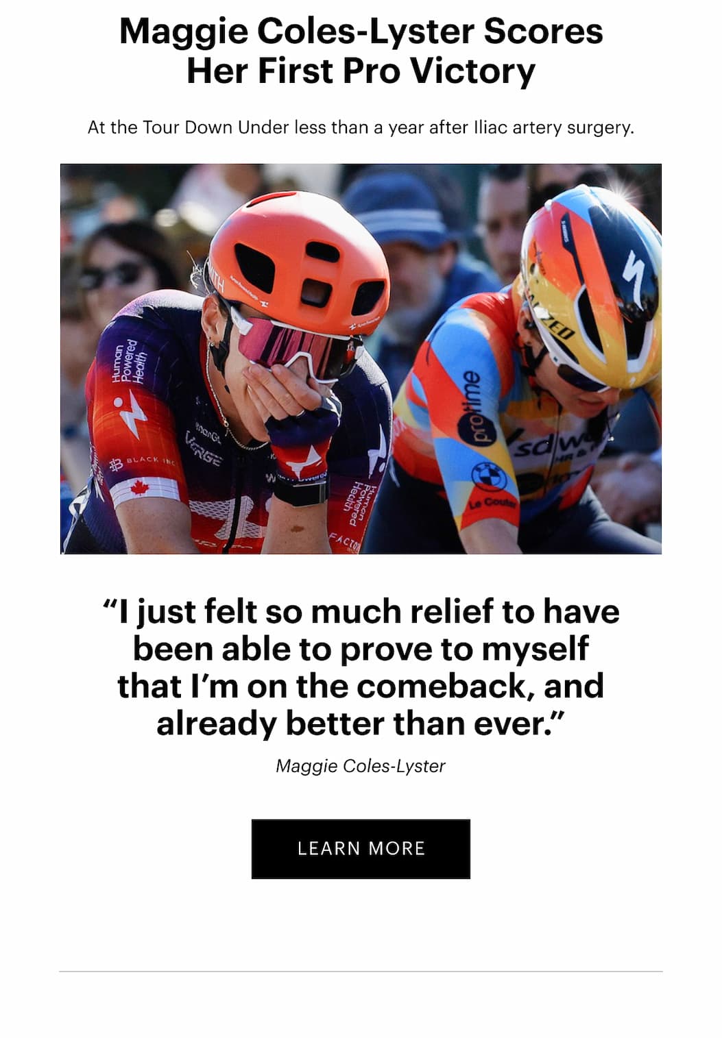 A tour down under win for Smith Athlete for Maggie Coles-Lyster