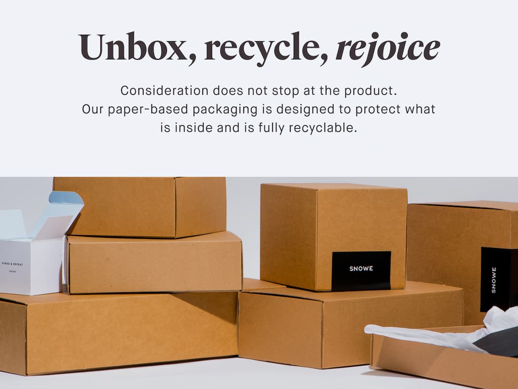 Unbox, recycle, rejoice Consideration does not stop at the product. Our paper-based packaging is designed to protect what is inside and is fully recyclable. Live exceptional, every day. DISCOVER NOW