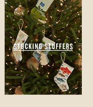 Stocking Stuffers. Mini stockings hanging on Christmas tree.