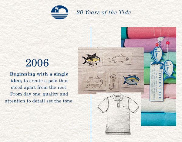 2006 - beginning with a single idea, to create a polo that stood apart from the rest. From day one, quality and attention to detail set the tone. Image of colored polos.