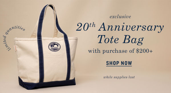 Shop the 20th Anniversary Tote Bag with purchase of $200+. While Supplies Last.