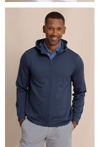 Man in navy jacket.