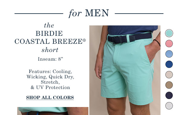 For men - the bridie coastal breeze short. Man in green shorts.