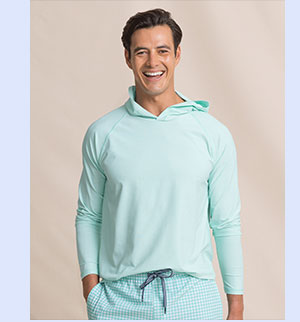 Man in green hoodie.