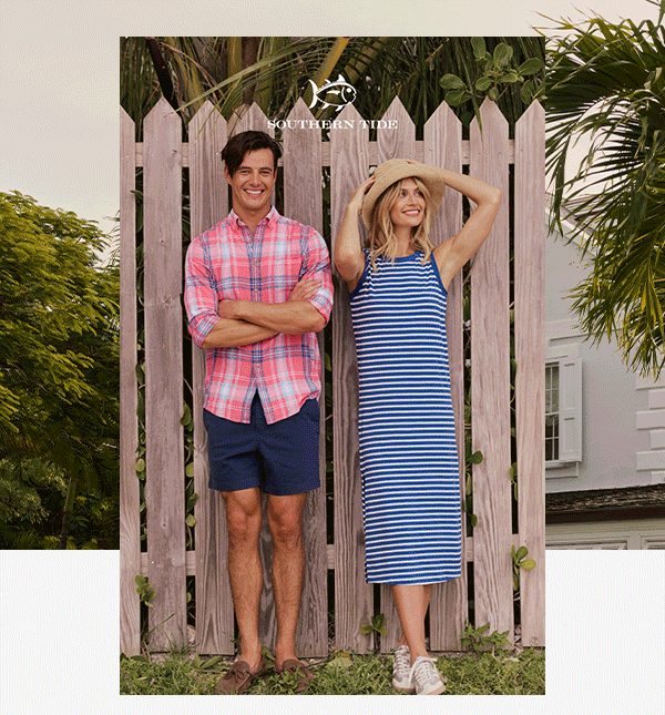 Rotating images of men and women in spring outfits.