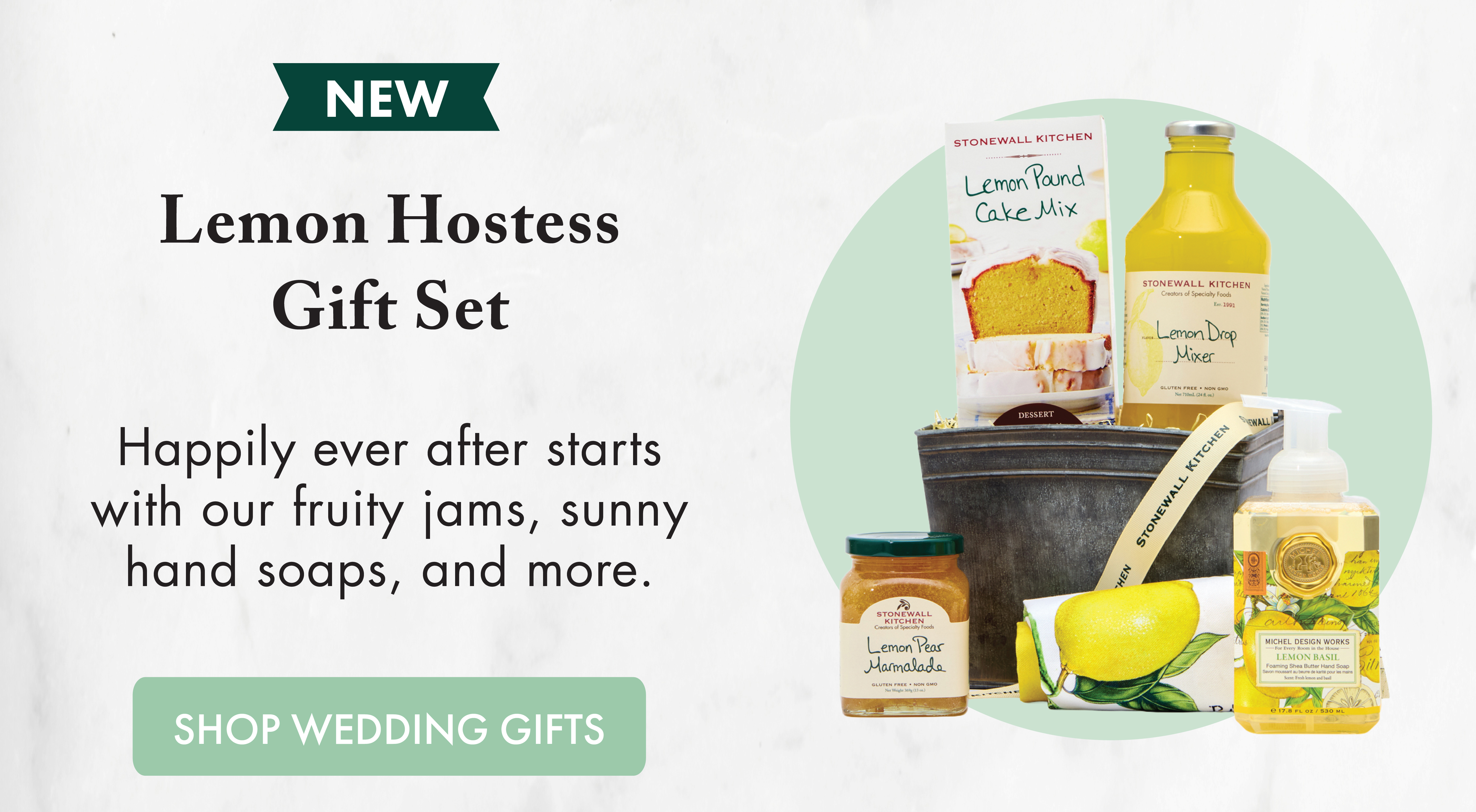 New Lemon Hostess Gift Set Happily ever after starts with our fruity jams, sunny hand soaps, and more. Shop Wedding Gifts