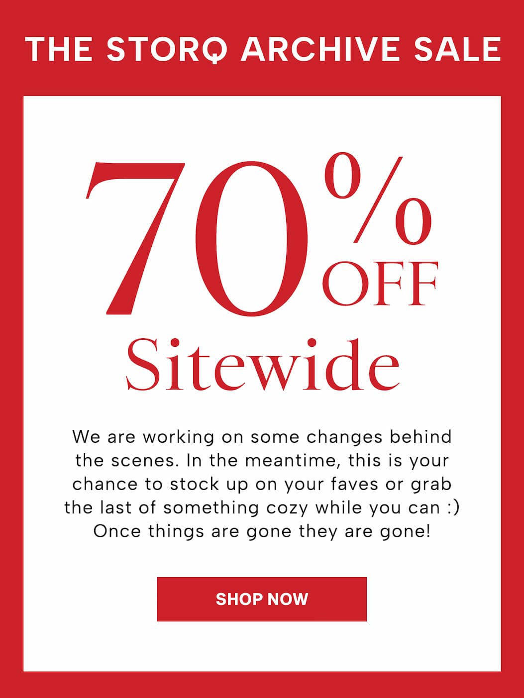 70% Off Sitewide 