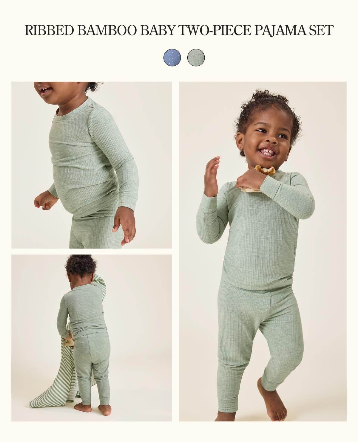 Ribbed Bamboo Baby Two-Piece Pajama Set