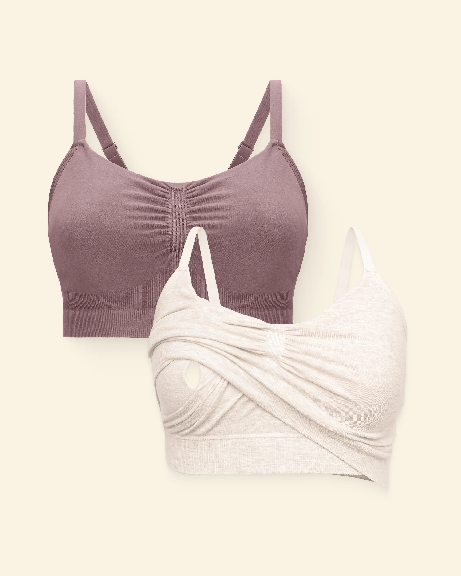 Image of Sublime® Pumping Sleep Bra Two-Pack | Oatmeal Heather & Twilight