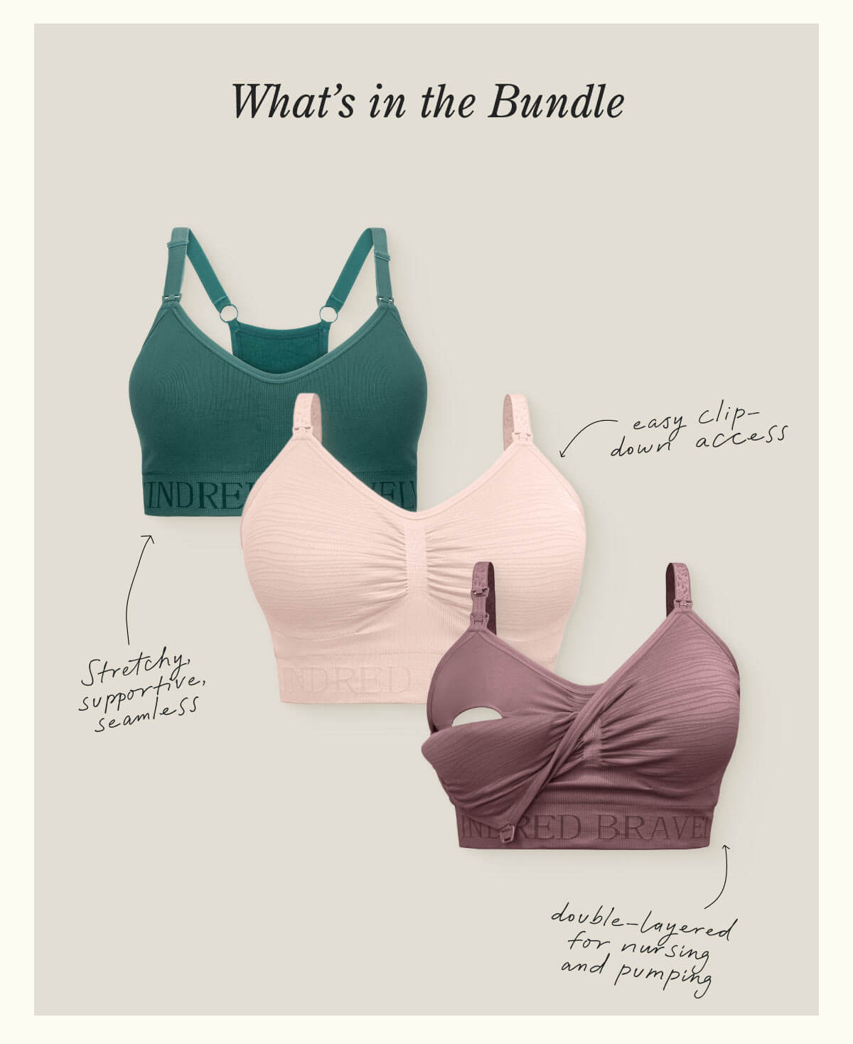 From midnight sessions to pumping at work, this bundle keeps you covered with one to wash, one to wear, and one to spare