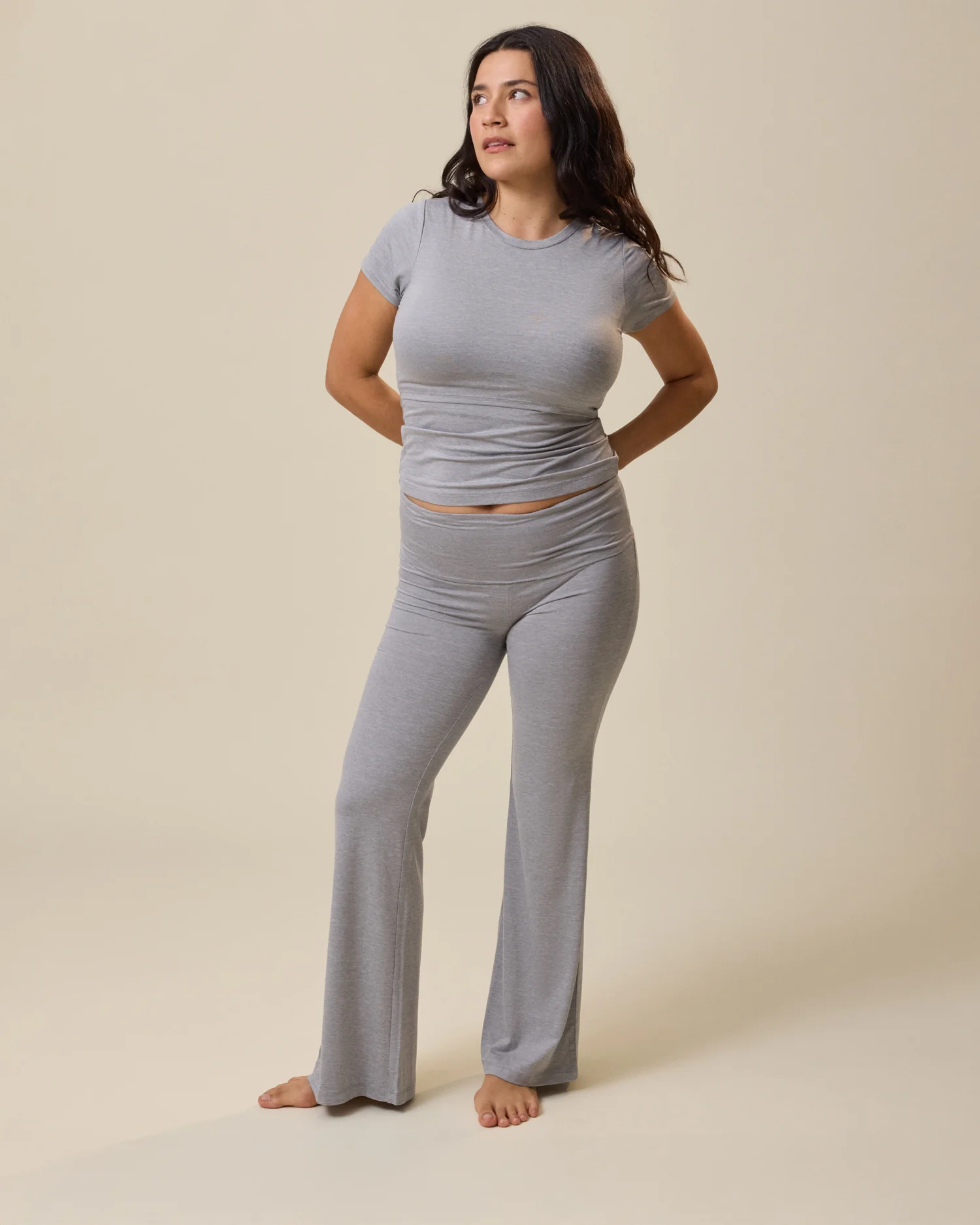 Image of The Sunday Maternity & Nursing Pajama Set | Grey Heather