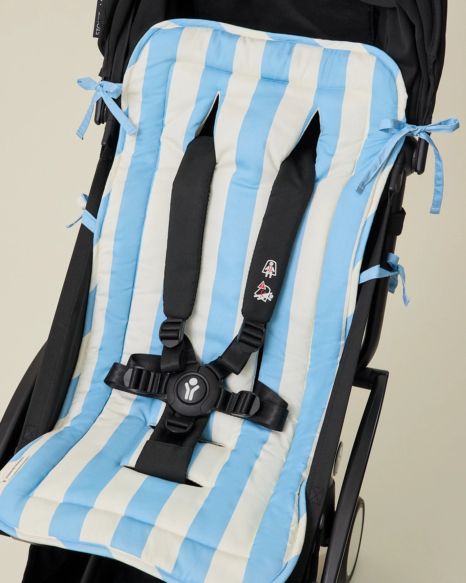 Image of Stroller Party Seat Liner | Blue Wide Stripe