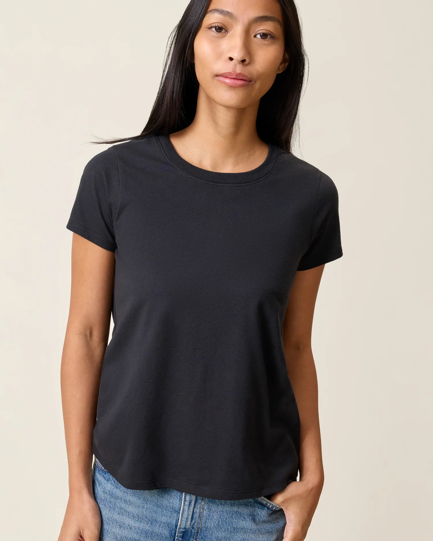 Image of Cotton Crew Neck Nursing T-shirt | Black