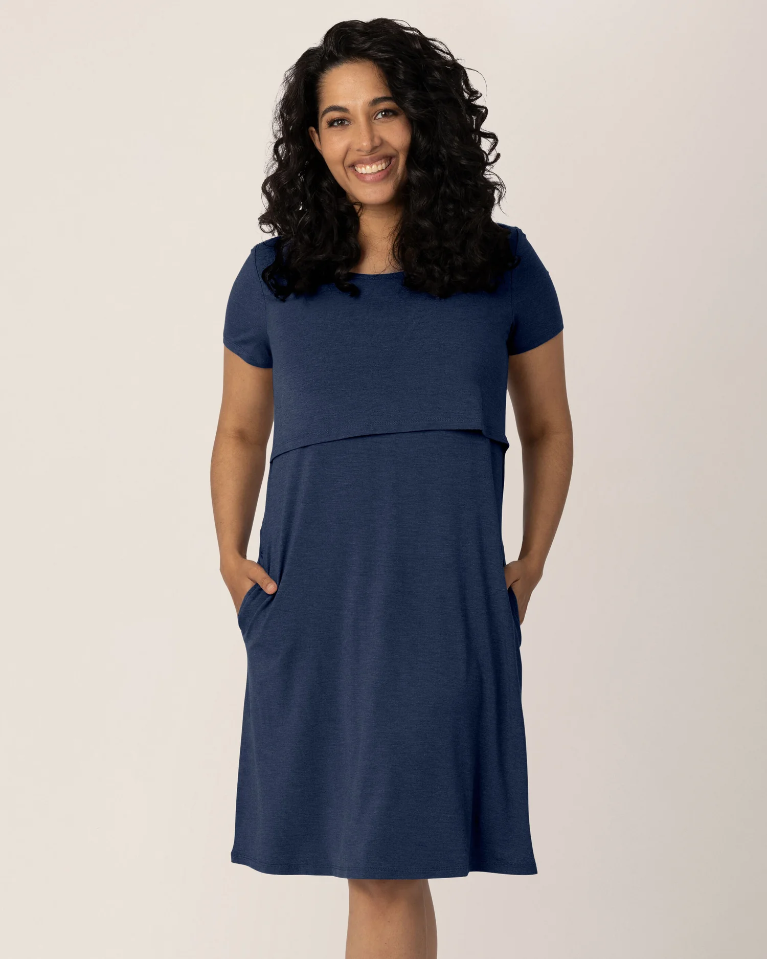 Image of Eleanora Bamboo Maternity & Nursing Dress | Navy Heather