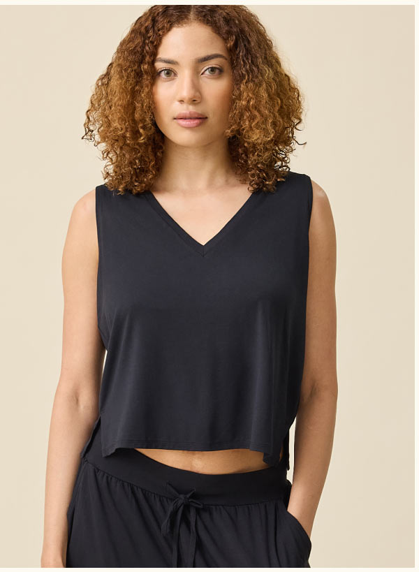 Aria Bamboo Cropped V-Neck