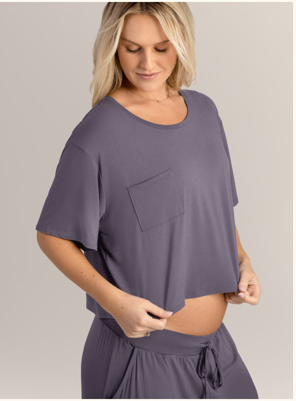 Aria Bamboo Casual Cropped Short Sleeve Top