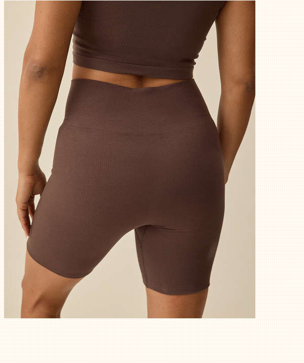 Sublime® Bamboo Maternity & Postpartum Bike Short in Chocolate