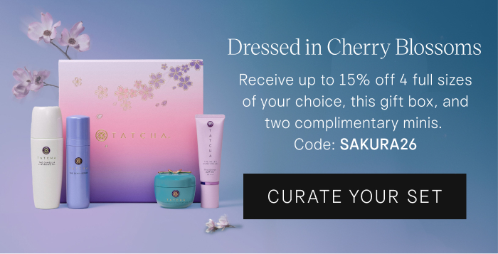 Dressed in Cherry Blossoms. Receive up to 15% off 4 full sizes of your choice, this gift box, and two complimentary minis. Code: SAKURA26 Curate Your Set