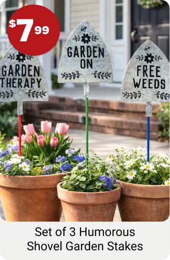 Humorous Shovel Garden Stakes - Set of 3