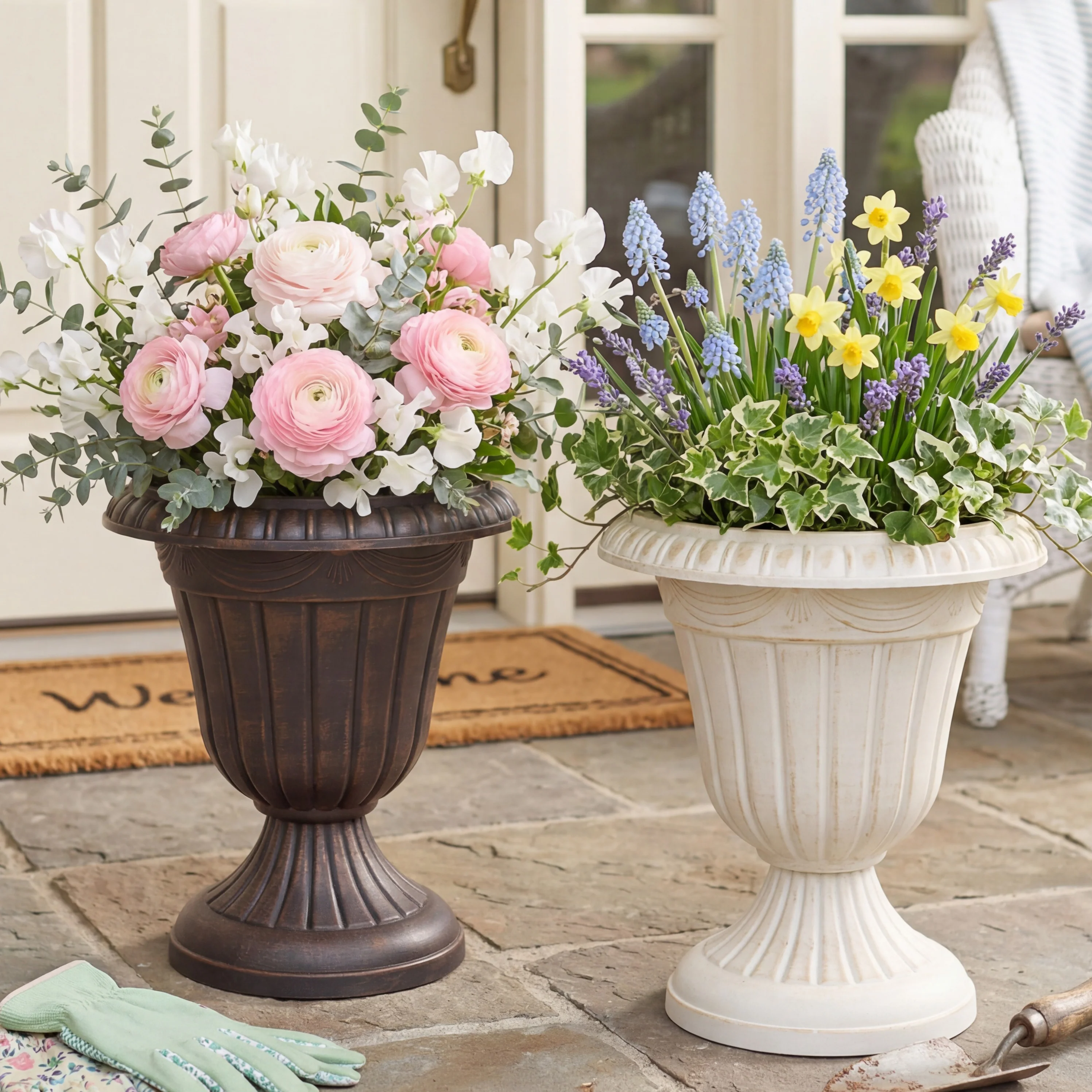 Image of Plastic Urn Planter in Gold or Copper