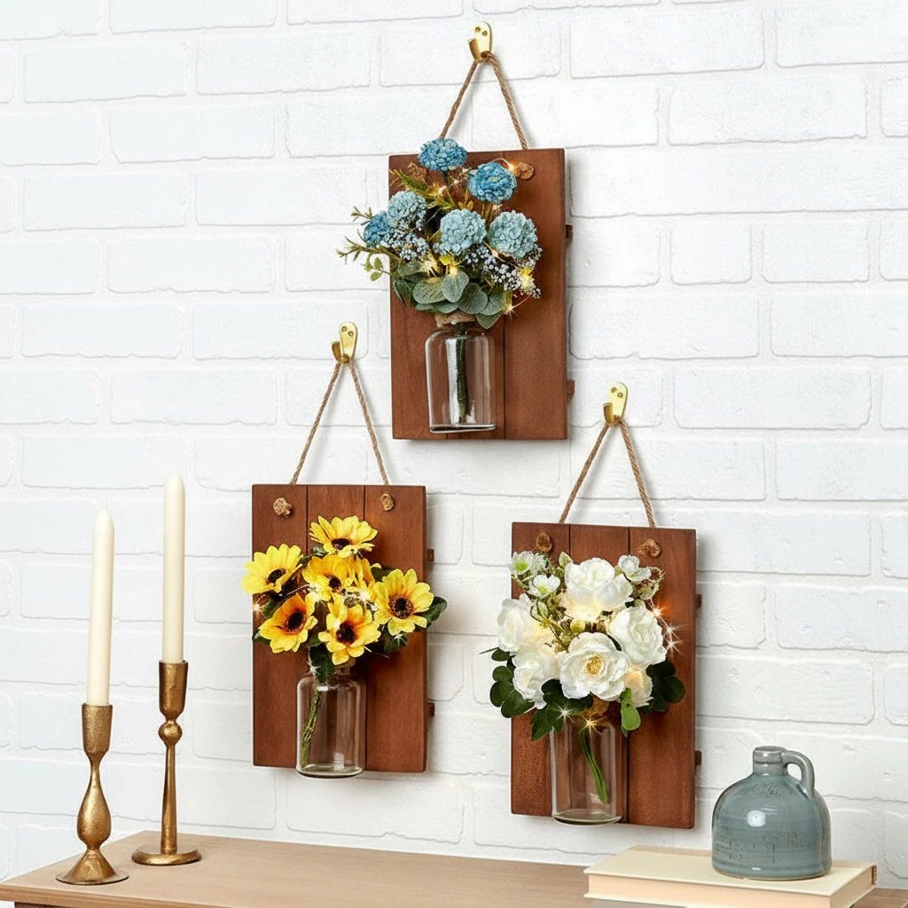 Image of Lighted Flower Wall Sconce - Hydrangea, Sunflower, or White
