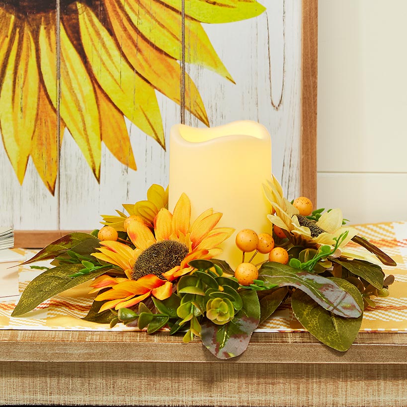 Image of Sunflower LED Candle with Sunflower Ring