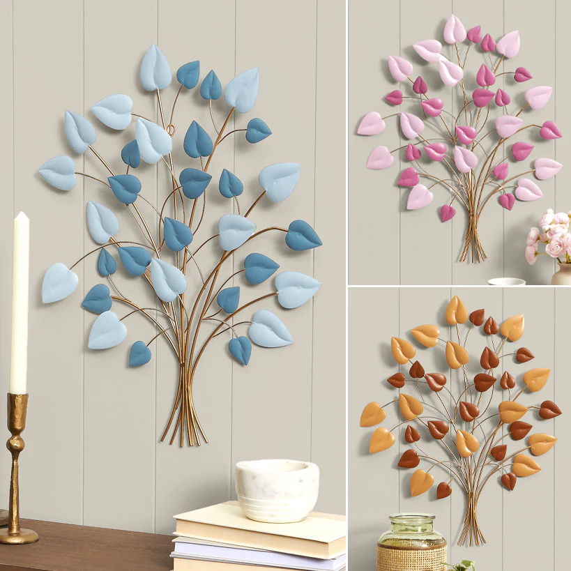 Image of Decorative Metal Wall Tree Décor - Blue/Green, Copper, or Mauve