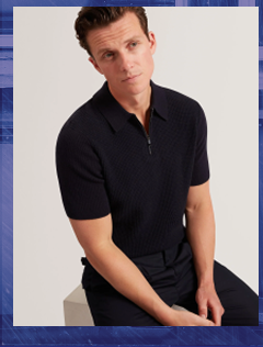 JAYLON Waffle Knit Zip Neck Short Sleeve Polo