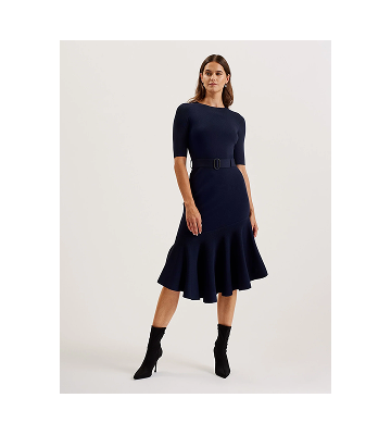 CHIRA Knit Bodice Midi Dress With Wrap Skirt