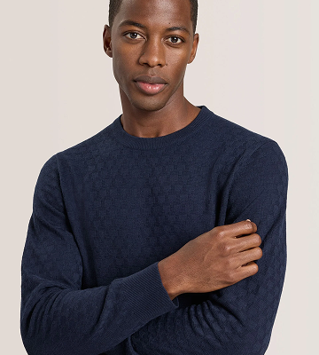 T STITCH LONG SLEEVE CREW NECK SWEATER
