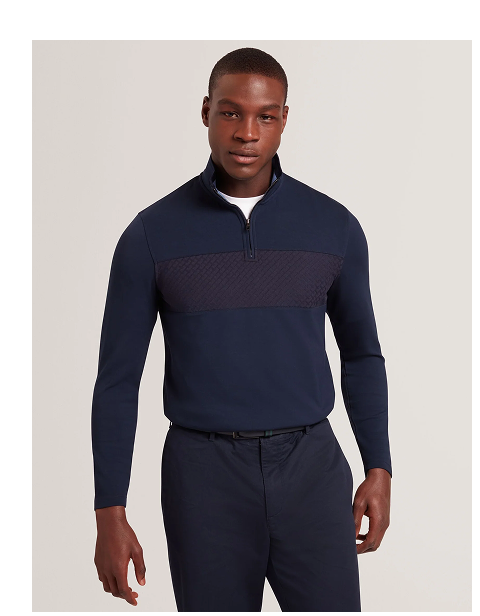 SIMONEAO Textured Panel Half-Zip Modal Sweatshirt