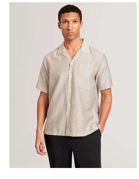 WICCK Relaxed Textured Stripe Short Sleeve Shirt
