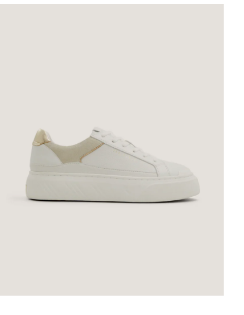 ADISON Metallic Detail Leather Platform Sneakers