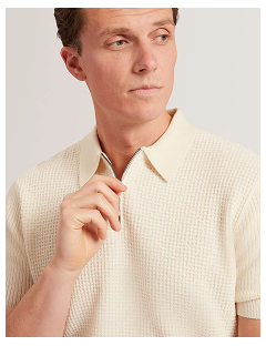 JAYLON Waffle Knit Zip Neck Short Sleeve Polo