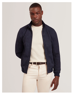 PEVERIL Suede Funnel Neck Zip Bomber Jacket