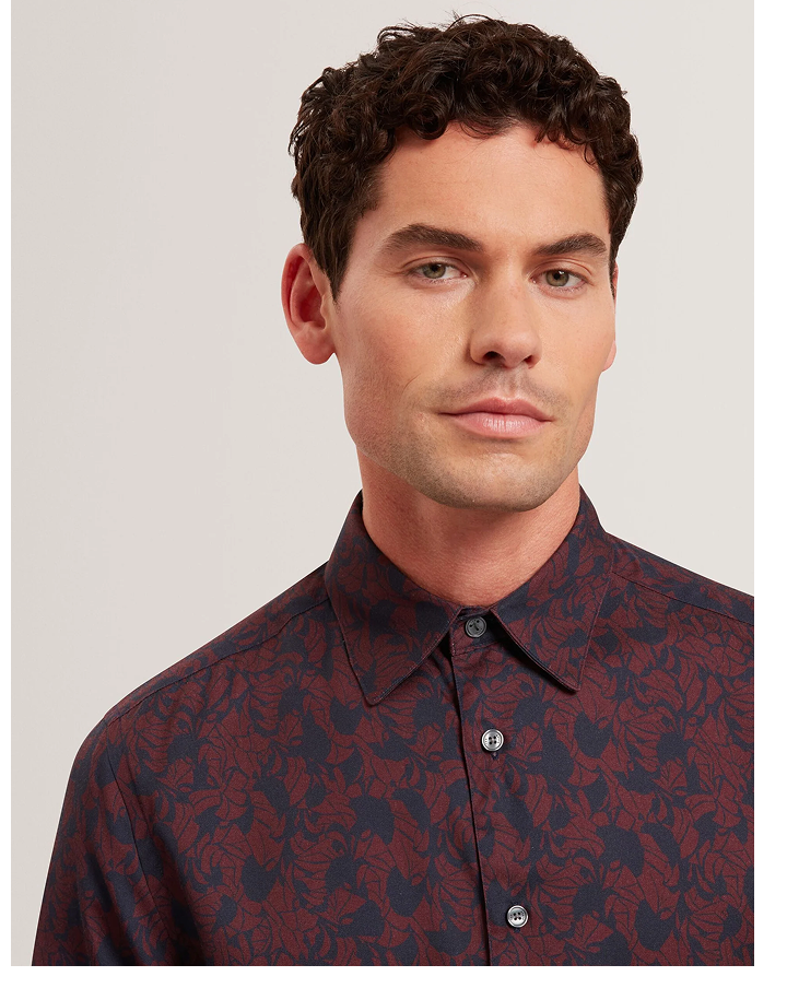 AKSELLE Dark Floral Print Woven Shirt