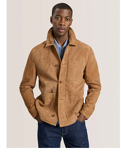 WALLY Suede 3-Pocket Button Front Jacket