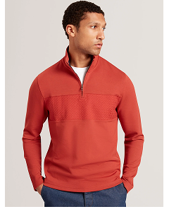 SIMONEA Textured Panel Half-Zip Modal Sweatshirt
