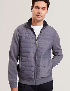 DURANO Long Sleeve Regular Fit Quilted Funnel Neck