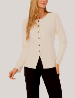 DELLAI Long Sleeve Crew Neck Button Down