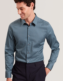 CAYLAXE Long Sleeve Slim Fit Geo Print Shirt