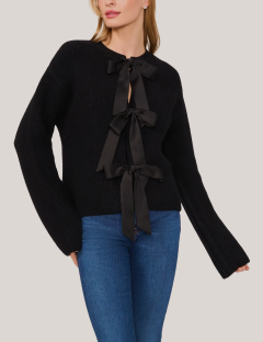 FAREN Crew Neck Cardigan With Bows