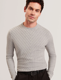 CORBIN Long Sleeve Chevron Stitch Crew Neck Jumper