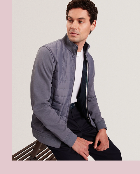 DURANO Quilted Front Zip-Through Knit Jacket