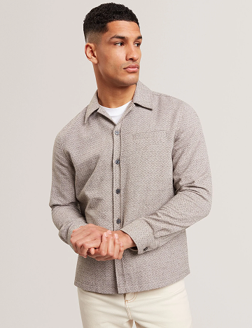 RYNEL Textured Weave Long Sleeve Overshirt