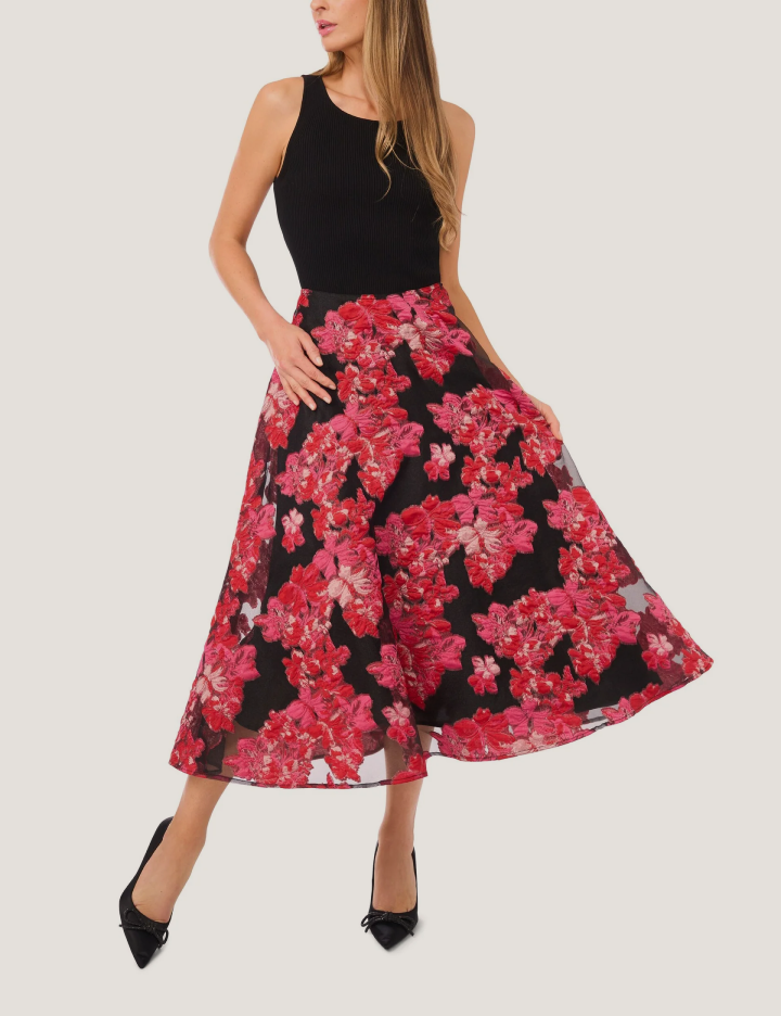 FIONA Floral Brocade Midi Skirt