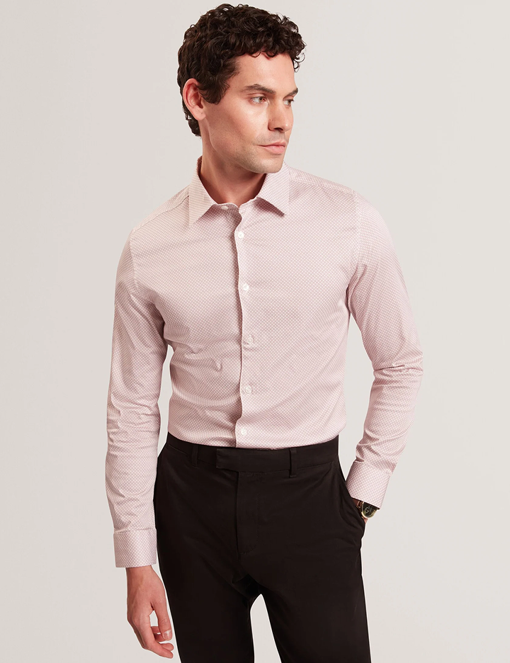 OLWENO Micro Geo Print Long Sleeve Slim Shirt