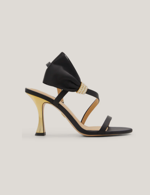 BELLE Bow Embellishment Satin Heeled Sandals